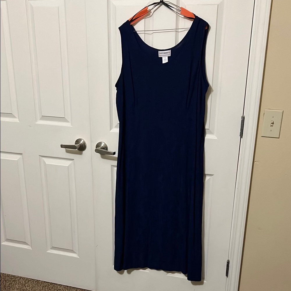 Karin Stevens Blue Ribbed Sheath Midi Dress
